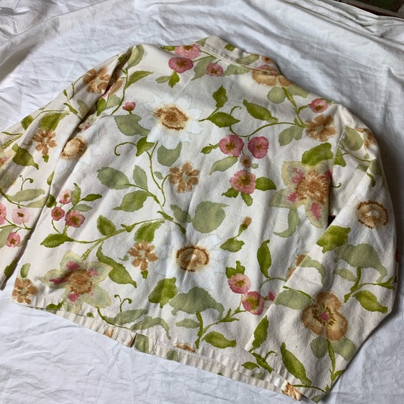 Sz 14/16 90’s Vintage Watercolor Linen Blend top - Picture 2 of 12